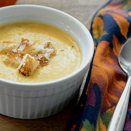 Savory Pumpkin Parmesan Soup - Recipe photo by Kitchengetaway