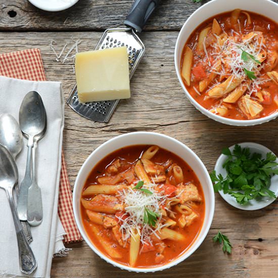 Easy Chicken Parm Soup - Recipe photo by AnEdibleMosaic
