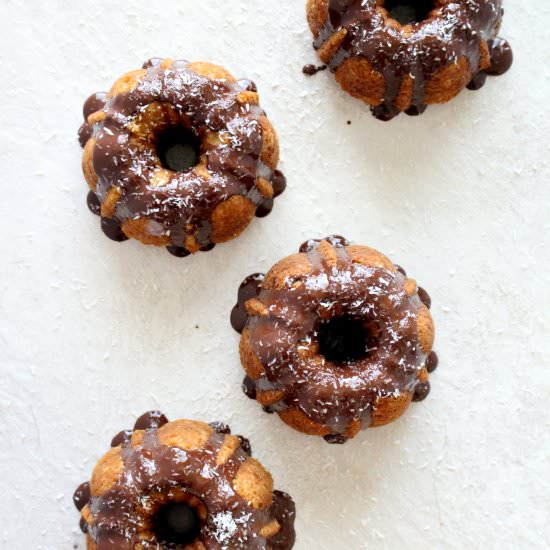 Almond Coconut Mini Bundt Cakes - Recipe photo by the wheatless kitchen