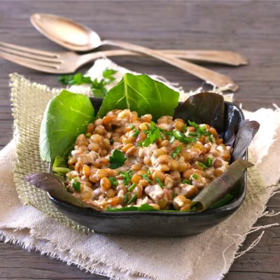 a warm lentil salad - Recipe photo by Lizthechef