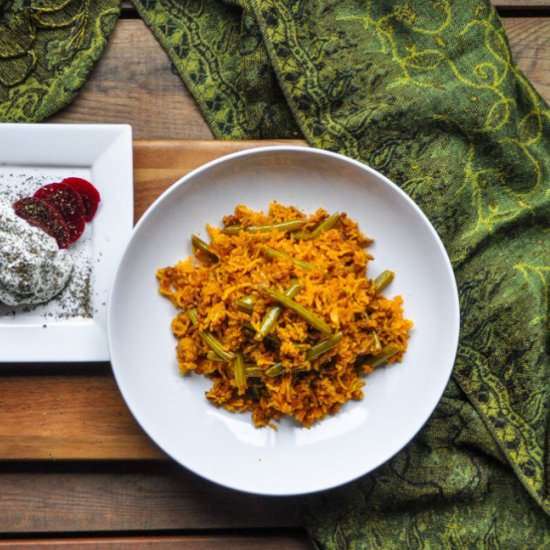 Persian ('Polo') Rice & Green Beans - Recipe photo by dishtales