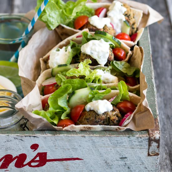 Baked Falafel Pockets with Tzatziki - Recipe photo by theluminouskitchen