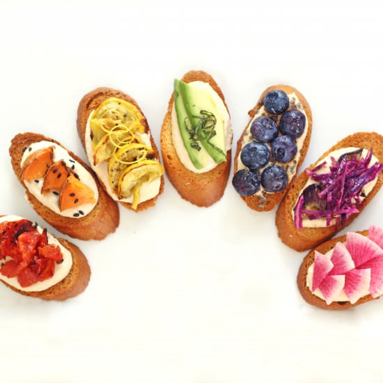 Vegan Rainbow Crostini - Recipe photo by TreeseLoveHappiness
