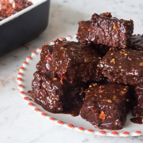 Glazed Chilli and Beetroot Brownies - Recipe photo by deliciouslyella