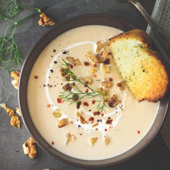 Cream of Cauliflower, Walnut & Dill - Recipe photo by cubesnjuliennes