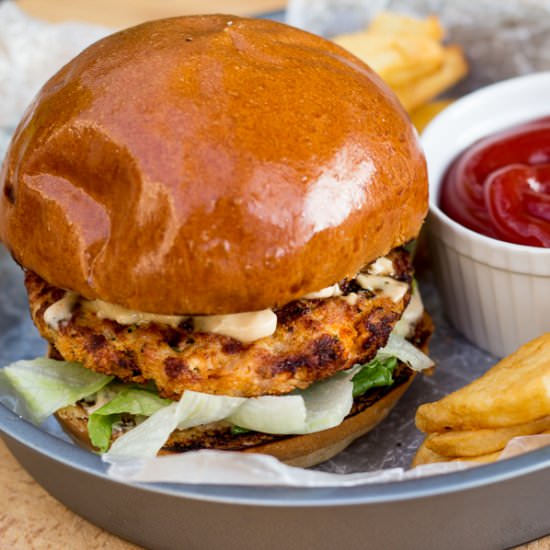 buffalo chicken burgers - Recipe photo by catzinthekitchen