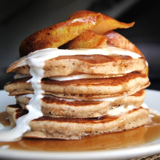 Fluffy Pancakes with Spiced Pears - Recipe photo by chubbysoul