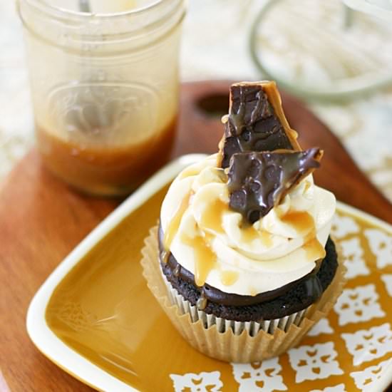 Chocolate English Toffee Cupcakes - Recipe photo by yummycrumble