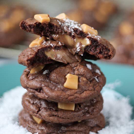 Salted Caramel Stuffed Choco Cookie - Recipe photo by ChezCateyLou