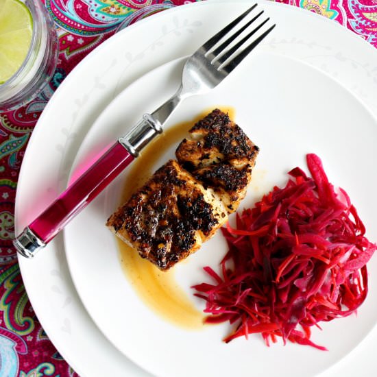 Blackened Fish with Pickled Cabbage - Recipe photo by Wozz Kitchen Creations