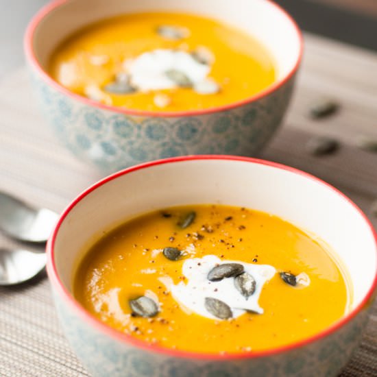 Confit pumpkin and chestnut soup - Recipe photo by bemiam