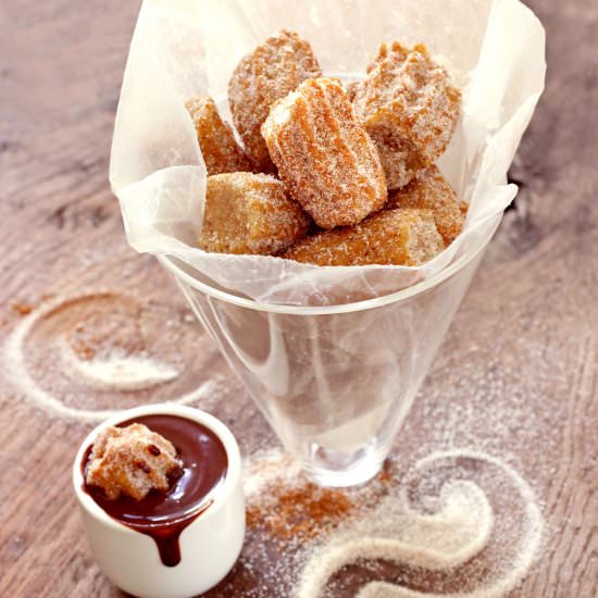 Vegan Churros with Chocolate Sauce - Recipe photo by TreeseLoveHappiness