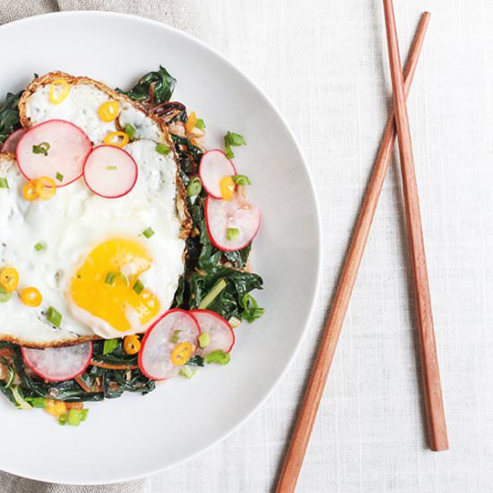 Asian Chard with Miso Sesame Farro - Recipe photo by FigandHoney