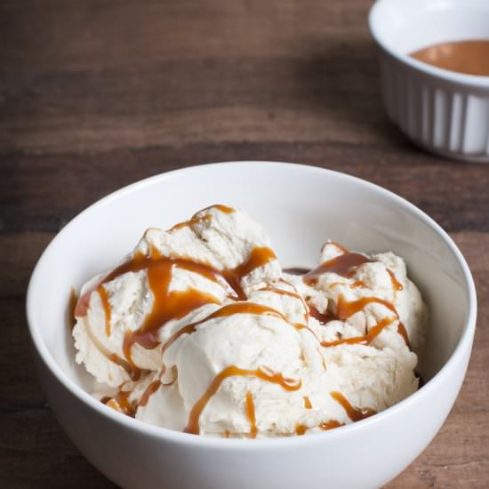 Cider Ice Cream with Caramel Sauce - Recipe photo by followthatfork