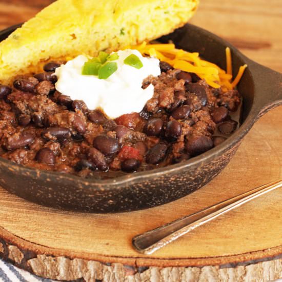 Bison + Black Bean Chili - Recipe photo by adoring-kitchen