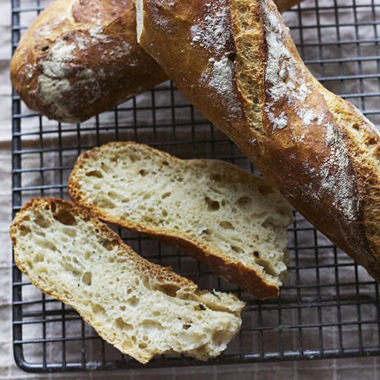 Roasted garlic baguettes - Recipe photo by Bistro Margot