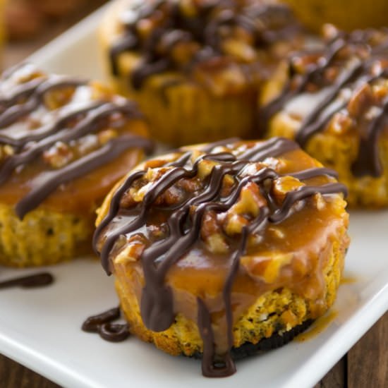 Pumpkin Turtle Cheesecakes - Recipe photo by crazyforcrust