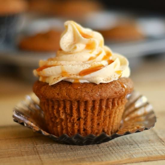 Caramel Pumpkin Cupcakes - Recipe photo by Savvysavingcouple