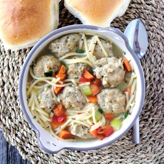 Turkey Meatball Noodle Soup - Recipe photo by aprettylifeinthesuburbs