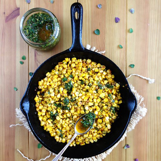 Sauteed Corn with Chimichurri - Recipe photo by haideekitchen