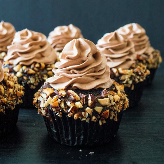 Hazelnut Praline Ganache Cupcakes - Recipe photo by chocolateandconnie