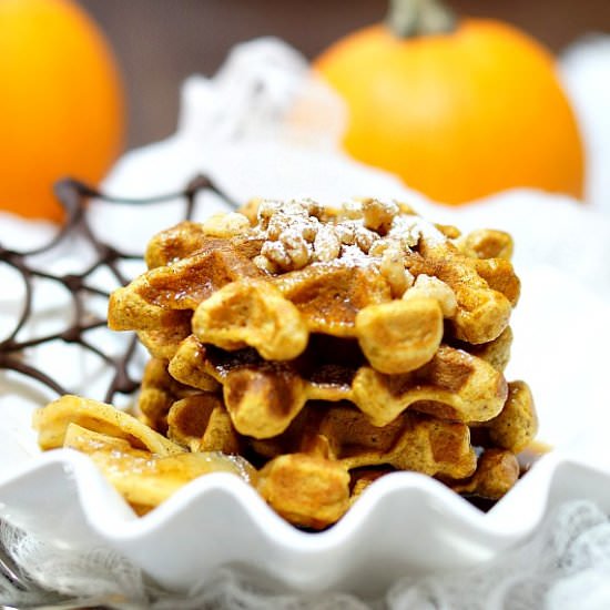 Loaded Pumpkin Waffles - Recipe photo by Fiesta Friday