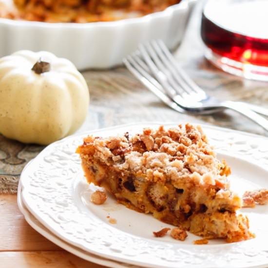 Pumpkin Banana Raisin Bread Pudding - Recipe photo by feelgoodfoodblog