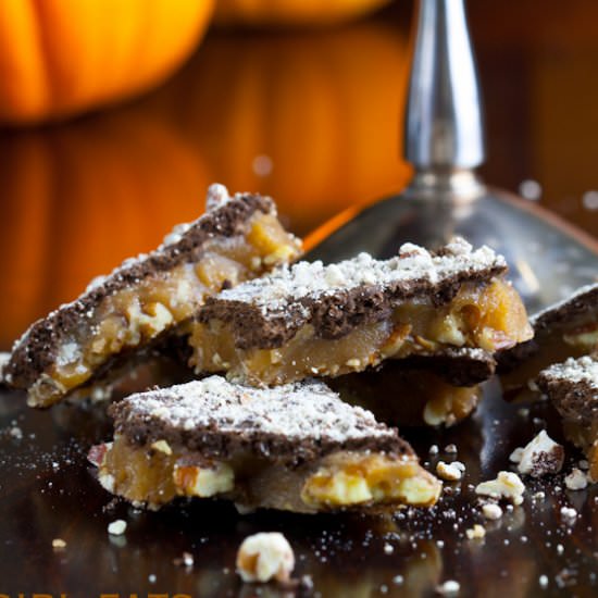 Pumpkin Spice Toffee - Recipe photo by What A Girl Eats