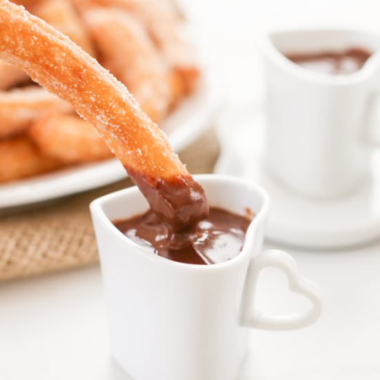 Churros con chocolate - Recipe photo by kirbie