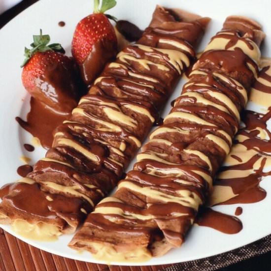 Chocolate Peanut Butter Cup Crepes - Recipe photo by Cafe Delites