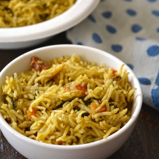 Methi Pulao - Recipe photo by yesiamvegan