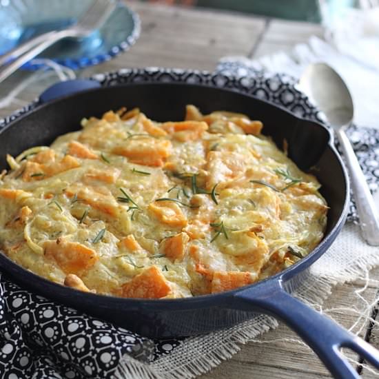 Butternut Squash Skillet Pie - Recipe photo by Running to the Kitchen