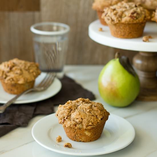 Pear-Pecan Crumb Muffins - Recipe photo by brighteyedbaker