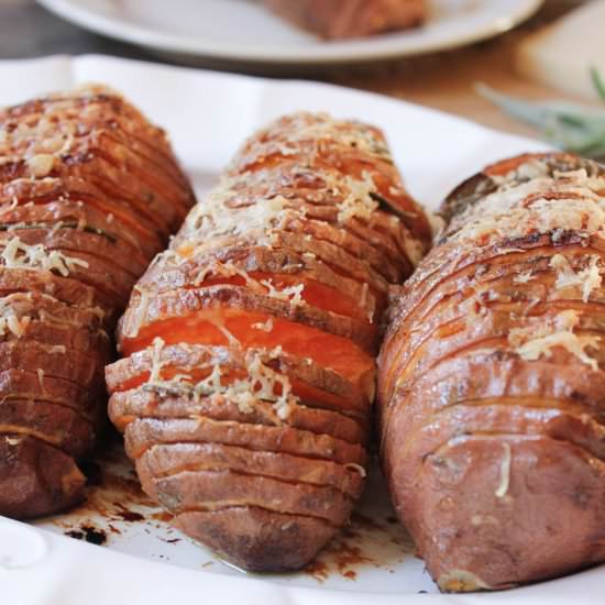 Hasselback Sweet Potatoes w/Sage - Recipe photo by domesticateme