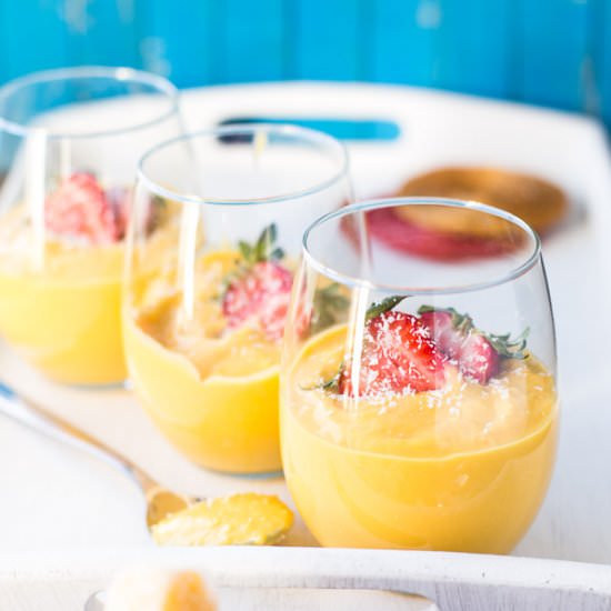 Mango Coconut Cheesecake Parfaits - Recipe photo by Cafe Delites