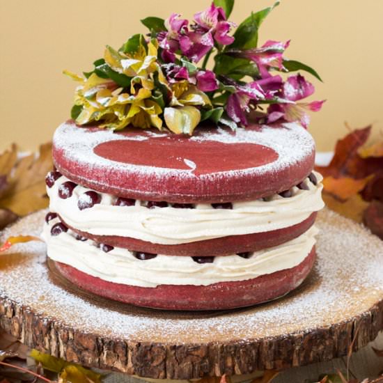 Drunken Cherries Red Velvet Cake - Recipe photo by roxyskitchen