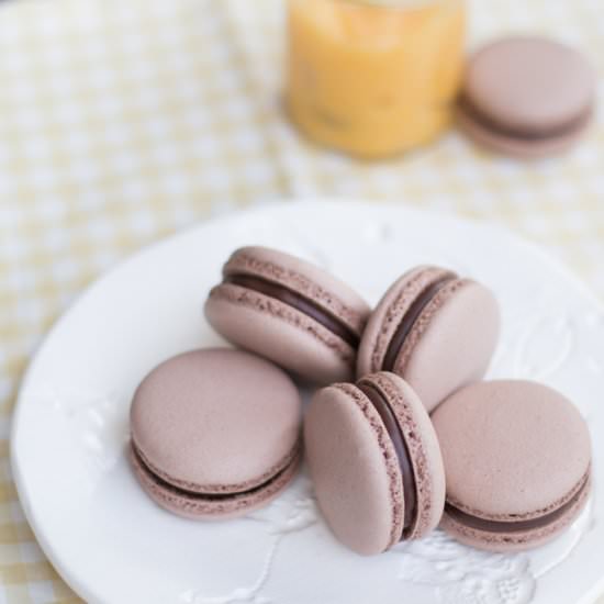 Chocolate Yuzu Macarons - Recipe photo by simmerandboyle