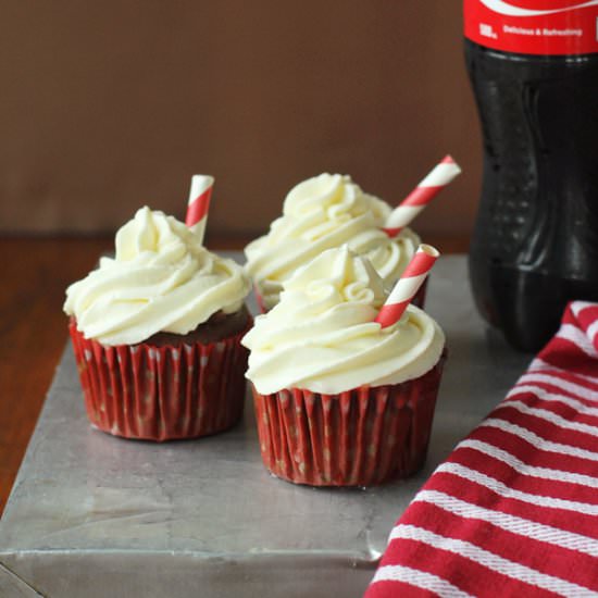 Cherry Coke Float Cupcakes - Recipe photo by the tummy train