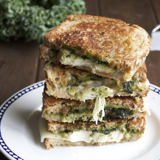 Grilled Cheese with Kale Pesto - Recipe photo by thealmondeater