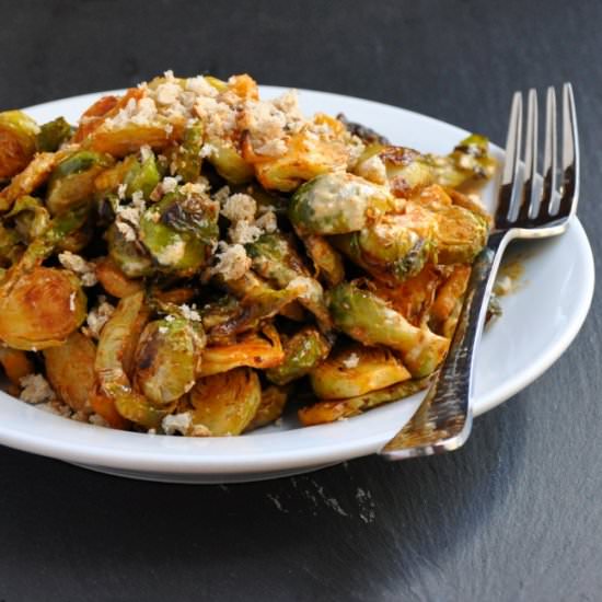 Roasted Brussels Caesar Salad - Recipe photo by PinchandSwirl