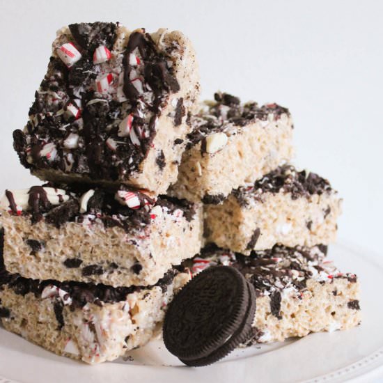 Peppermint Bark Crispy Rice Treats - Recipe photo by domesticateme
