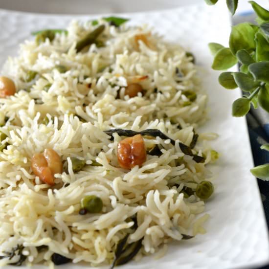 Peas Pulav - Recipe photo by yesiamvegan