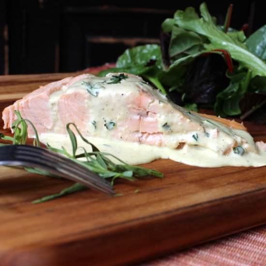 Poached Salmon with Bearnaise - Recipe photo by HowToFeedaLoon