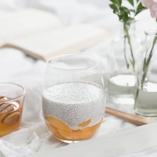 Chia Pudding with Peach Compote - Recipe photo by theluminouskitchen