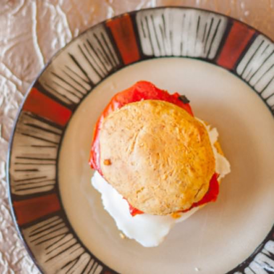 Red Pepper/Goat Cheese Egg Sandwich - Recipe photo by platingpixels