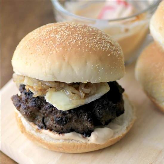 Maple Bison Blueberry Burgers - Recipe photo by noshingwiththenolands
