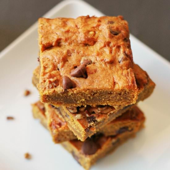 Pumpkin Pecan Blondies - Recipe photo by savorthebaking