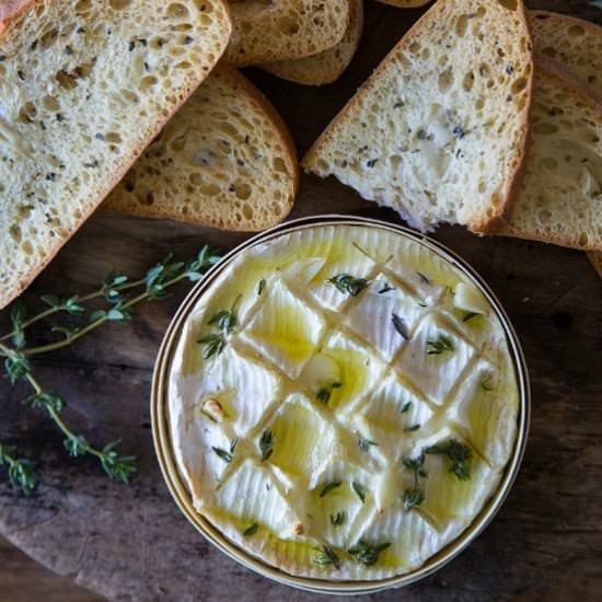Thyme and Garlic Baked Camembert - Recipe photo by gdalkin