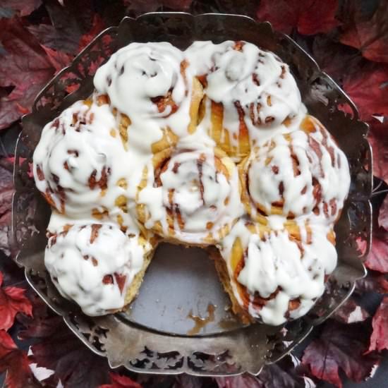 Chocolate Pumpkin Cinnamon Rolls - Recipe photo by Domestic Gothess