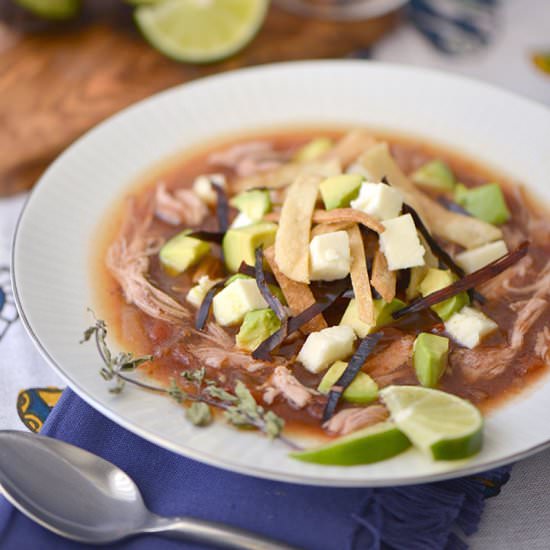 Slow Cooker Turkey Tortilla Soup - Recipe photo by NibblesNFeasts
